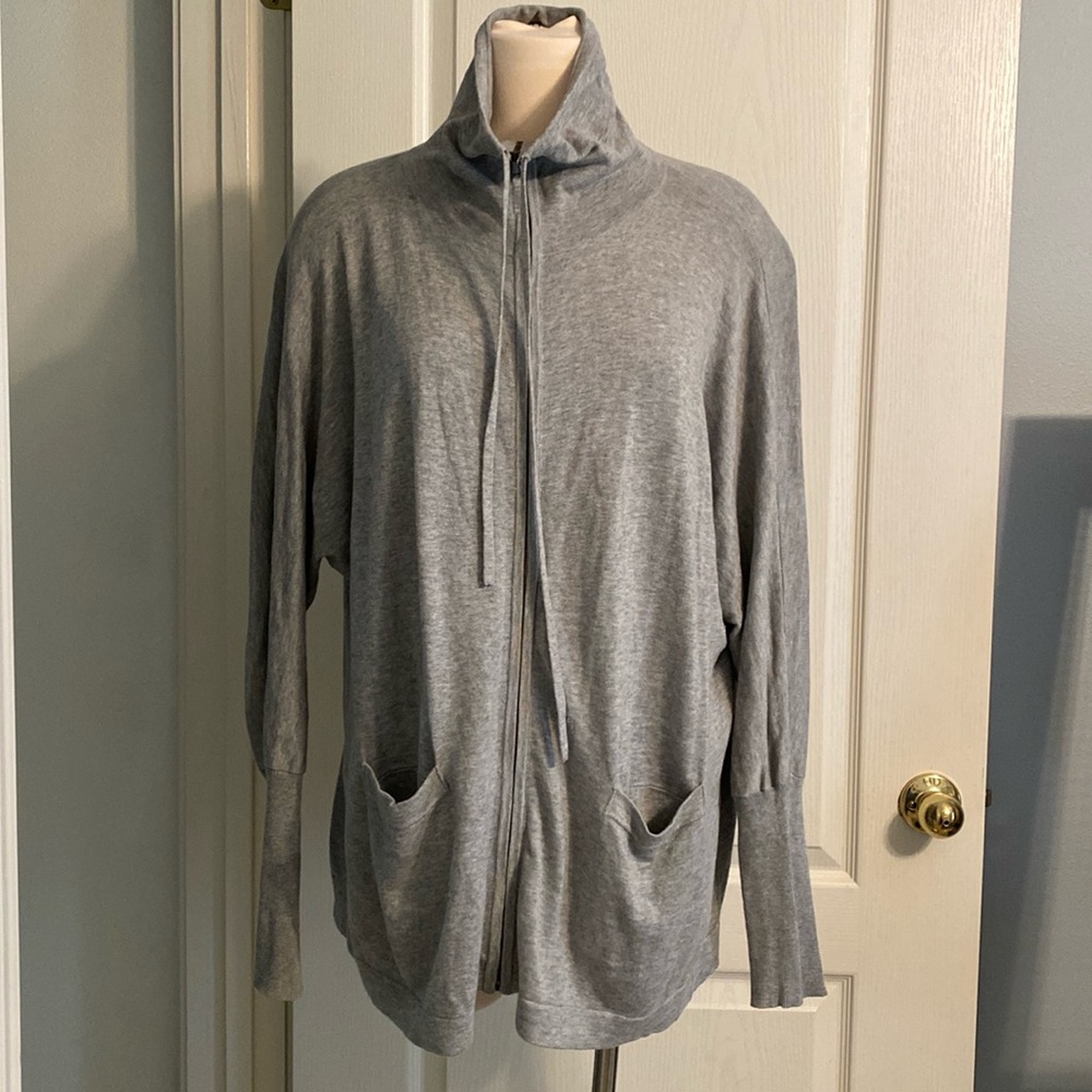 Cotton Addiction Gray Dolman Sleeve Zip Up Cardigan P/S
